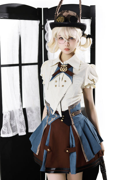 【予約商品】英国風カレッジシャツ+スカート+ベルト