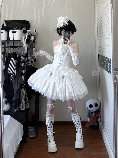 Silver Moon Thorn Halter Gothic Lolita Set