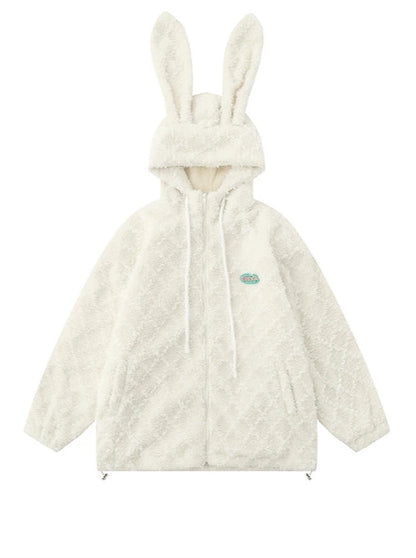 Bunny Ear Hood Plush Cotton Jacket