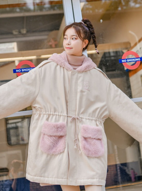 Fur Collar Hooded Sweet Coat