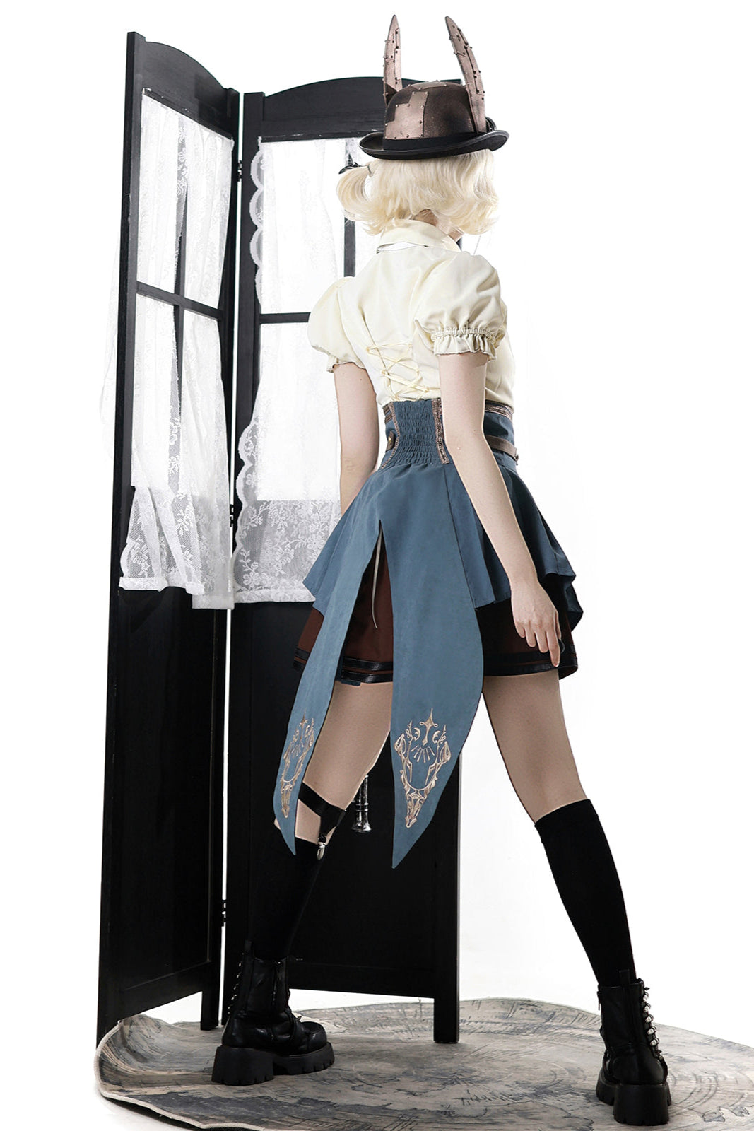 【予約商品】英国風カレッジシャツ+スカート+ベルト