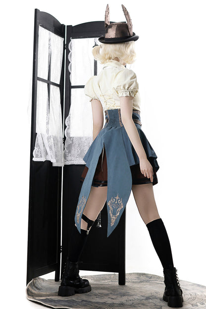 【予約商品】英国風カレッジシャツ+スカート+ベルト