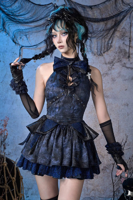 Lace Punk Halter Dress + Accessories