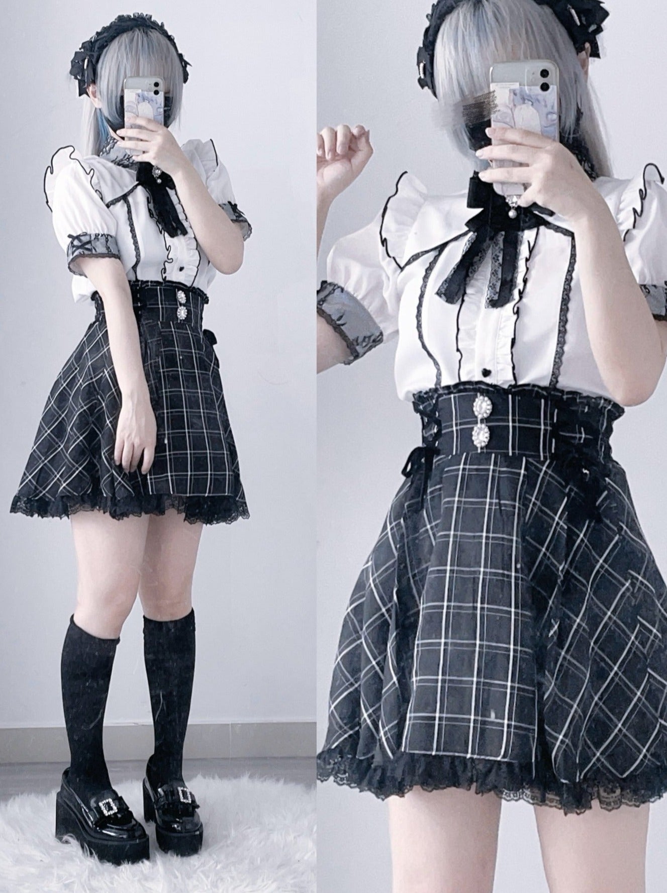 Gem Buckle Double Strap Skirt