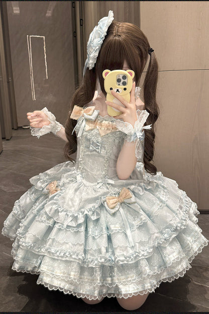 Tricolor dark gothic ribbon dress + accessories