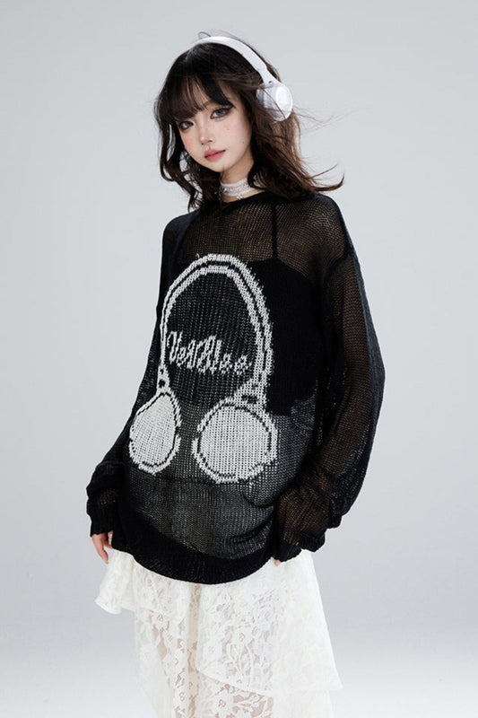 Hooded Knit Cutout Smock