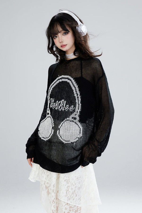 Hooded Knit Cutout Smock