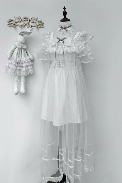 [Vorbestellartikel] Transparentes Trägertop + Schleier im Gothic-Doll-Stil