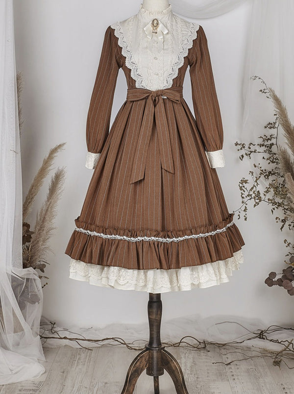 Classical Stripe Volume Lolita Dress [Reserved Product]