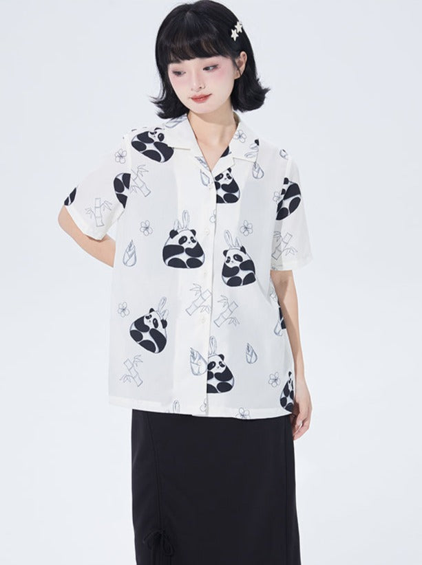 Chemise d'été ample à imprimé panda