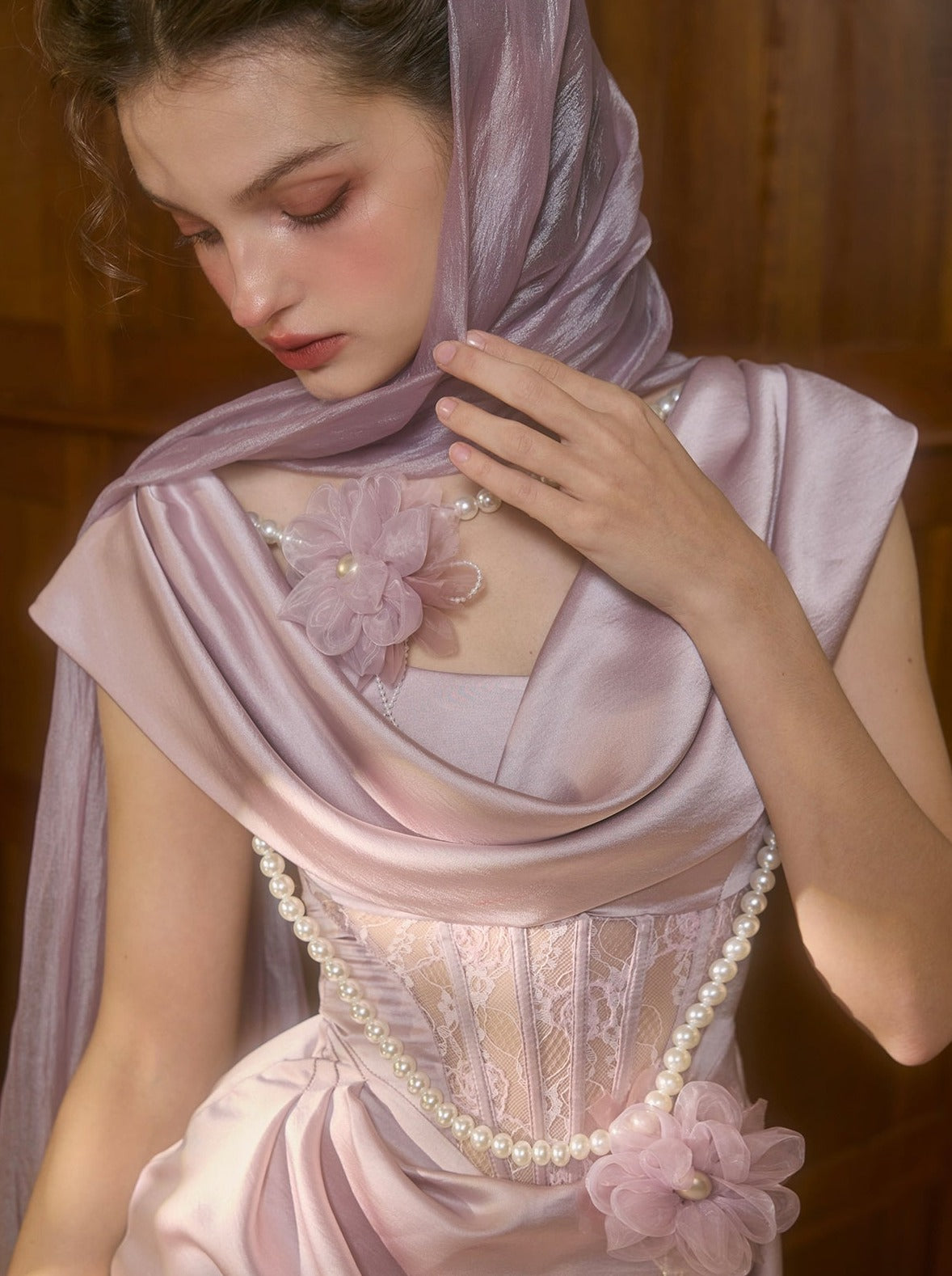 Romantic Design Purple Satin Dress