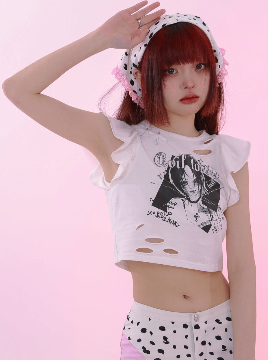 ロックガールサブカルチャーTシャツ