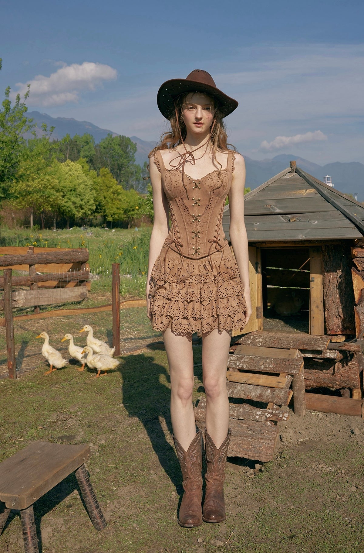 Coffee Sleeveless Cowgirl Top