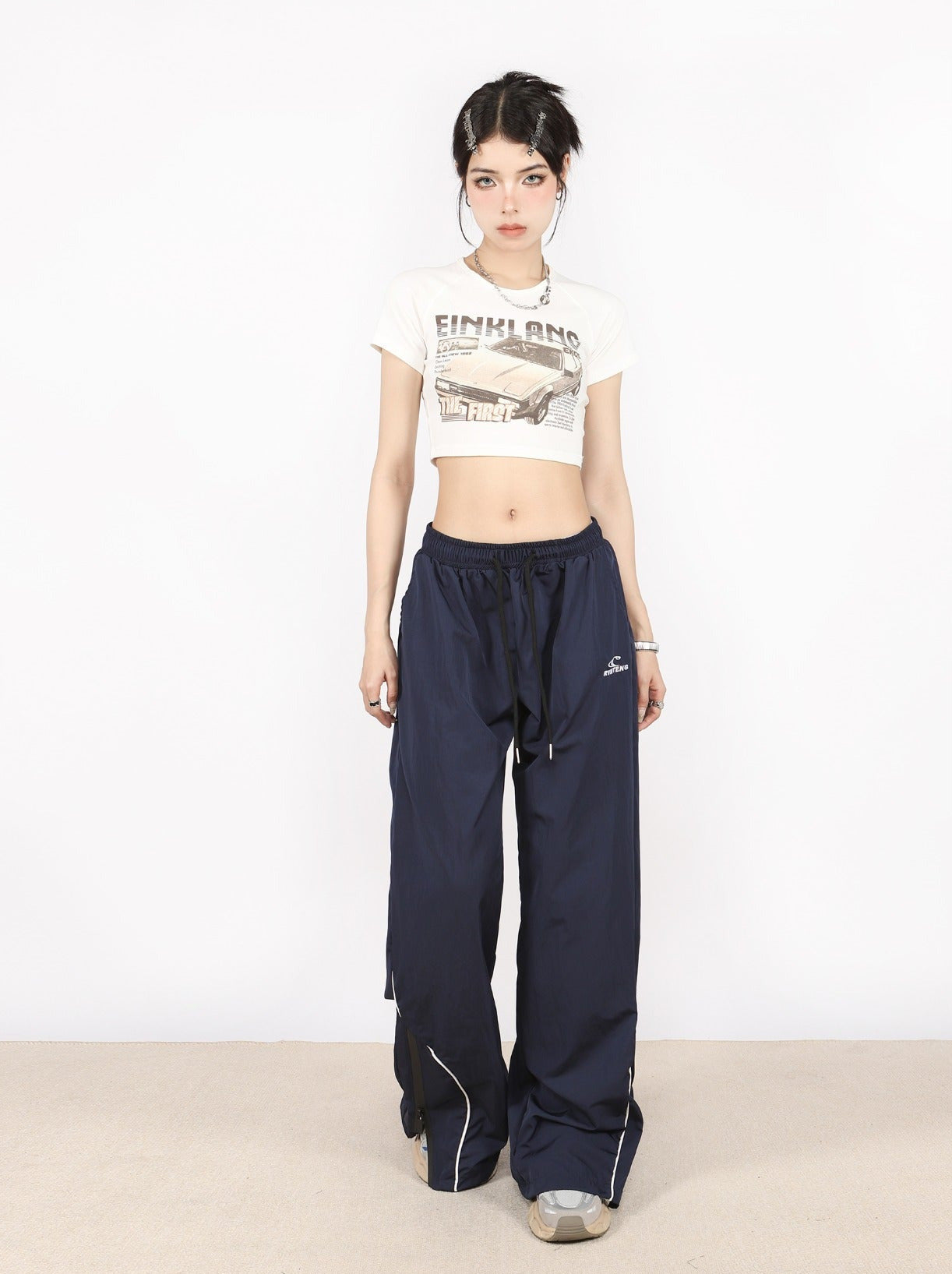 Zip -slit Casual Design Wide Leg Pants