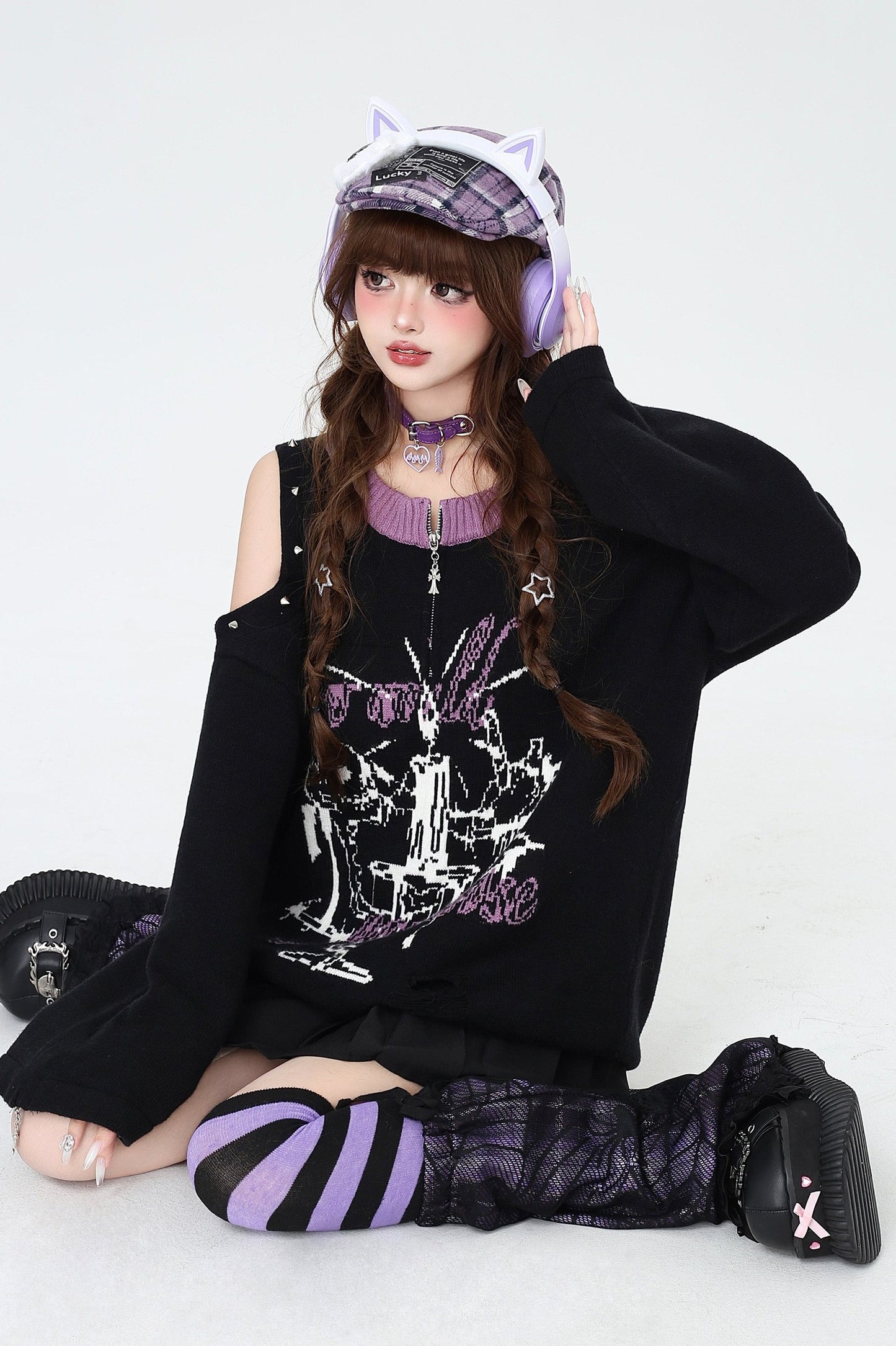 Villain Punk Contrast Knit Sweater