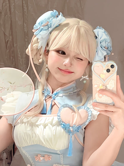 [Reservations] Sweet Cool Love Chinese Lolita Dress + Vest + Apron + Hair Accessories