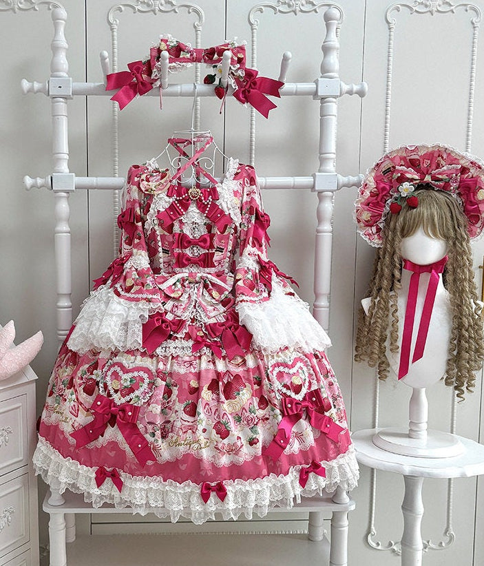 【2月27日予約締切】ストロベリーアンティークドールドレス＋フルセット＋ボンネット＋カチューシャ