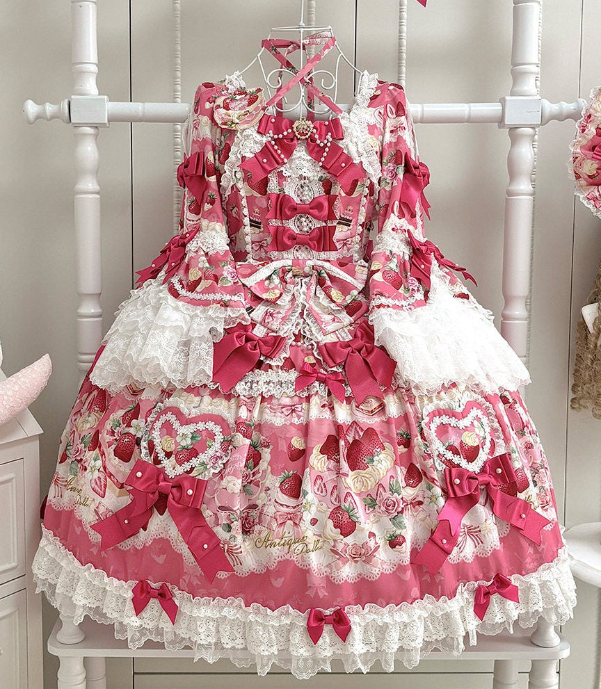 【2月27日予約締切】ストロベリーアンティークドールドレス＋フルセット＋ボンネット＋カチューシャ