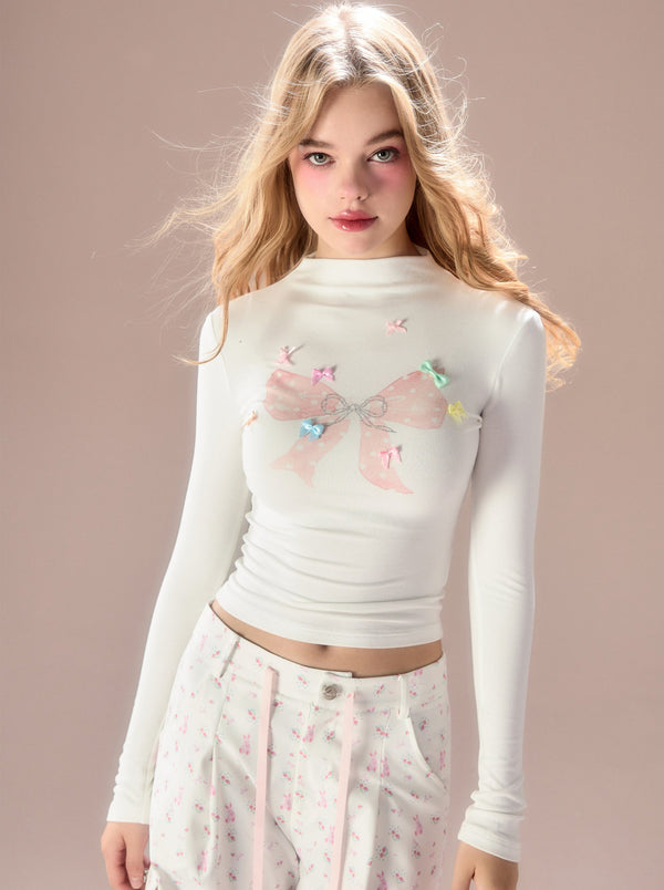 Cream Pop Ribbon Slim Top