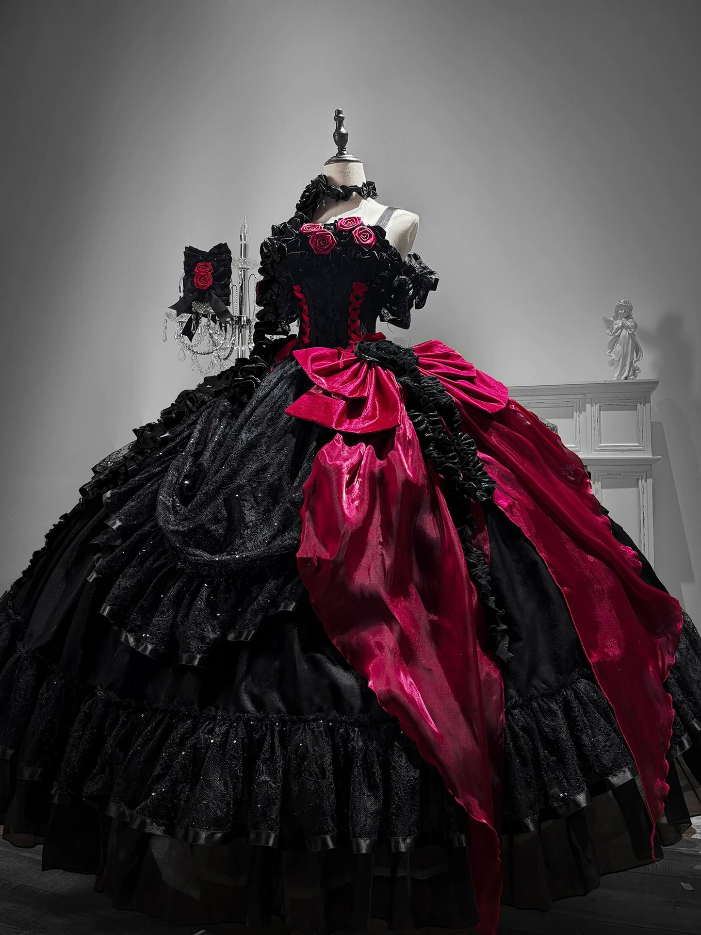 [Pre-order] Gothic Rose Wedding Lolita Gorgeous Tiered Corset JKS Dress