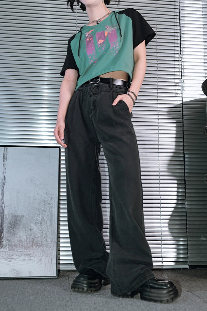 Straight leg wide leg pants
