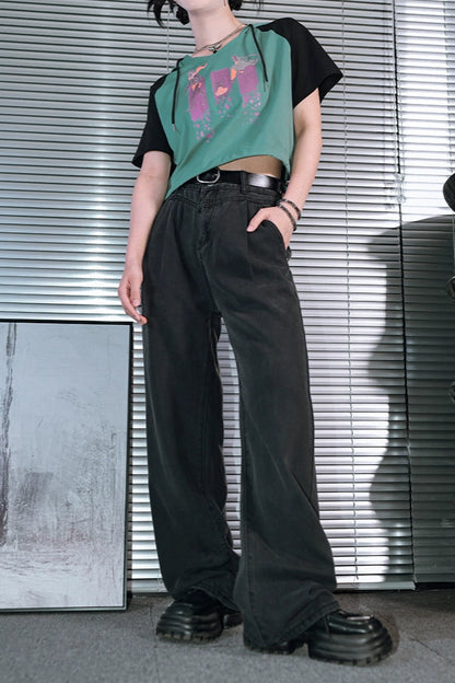 Straight leg wide leg pants