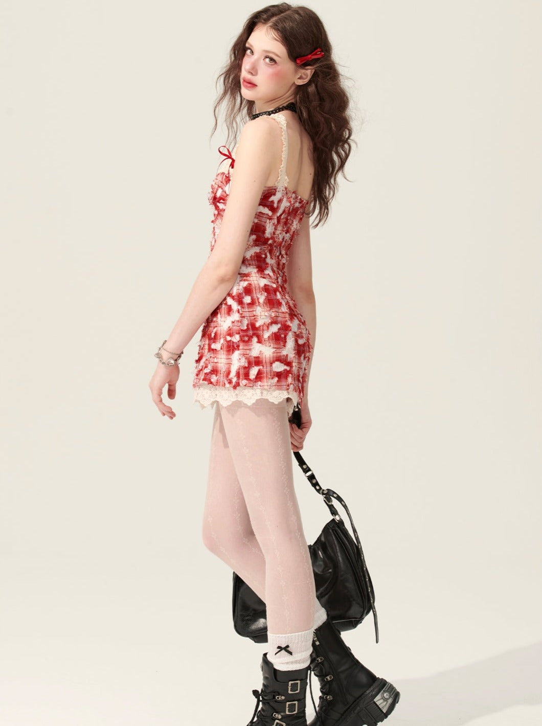 5월 31일 20시 판매】레스 아이 와일드 파이어 레드 허리 슬립 드레스 여성 여름 스커트
