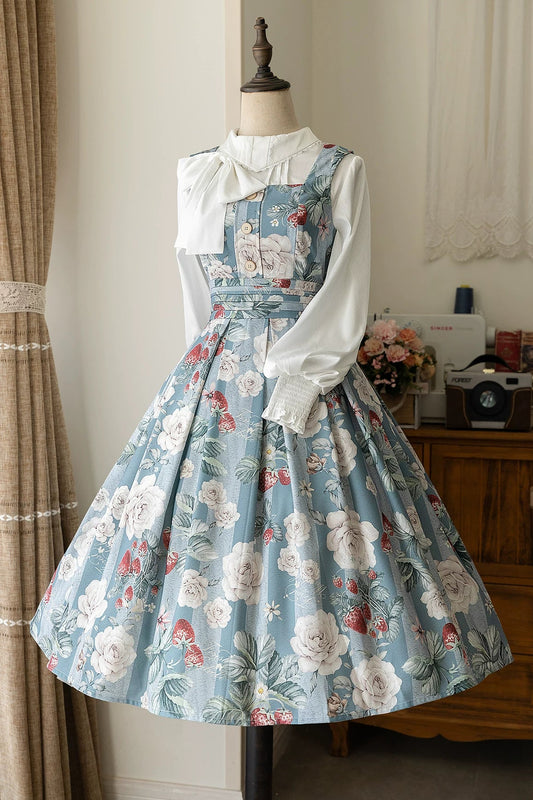 フローラルレトロノースリーブワンピース +シャツ