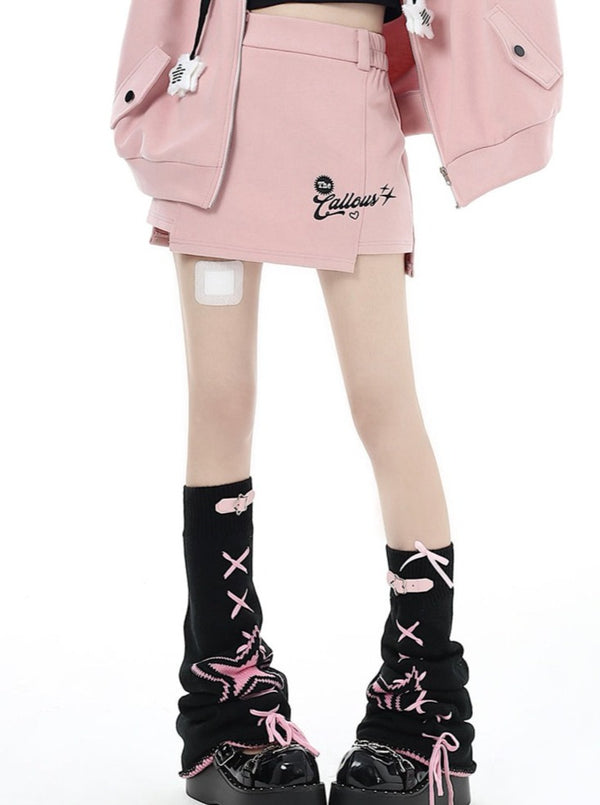 スモールマンフードジッパーパーカー＋カジュアルタイトスカート