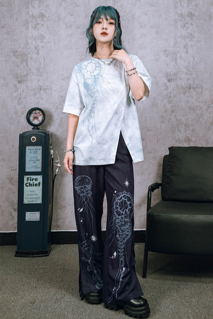 Drop Shoulder Printed Tie Dye Shirt