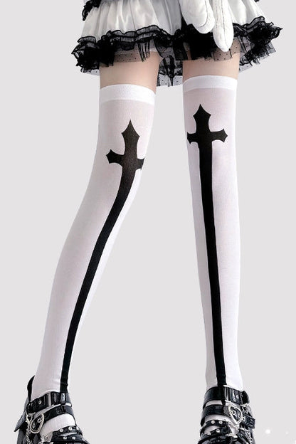 cross knee-high socks