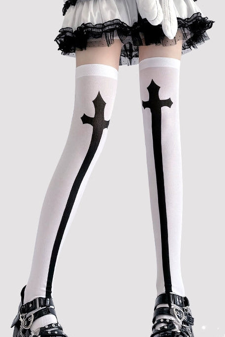 cross knee-high socks