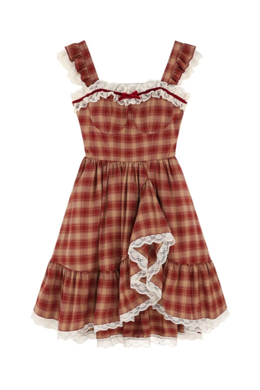 Robe tutu à carreaux cœur doux