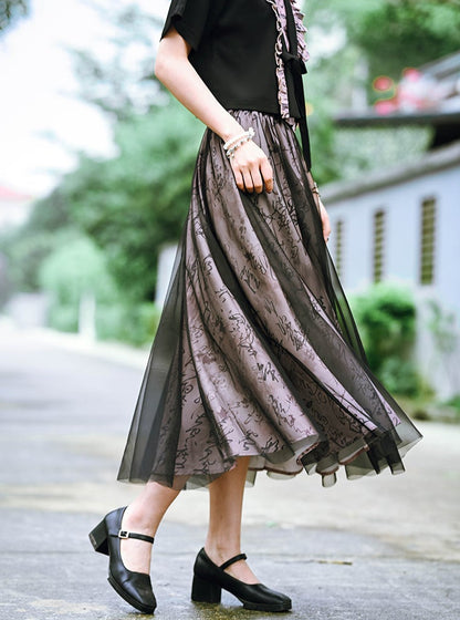 China Heart Sutra Asymmetric Frill Top + Tulle Skirt Setup