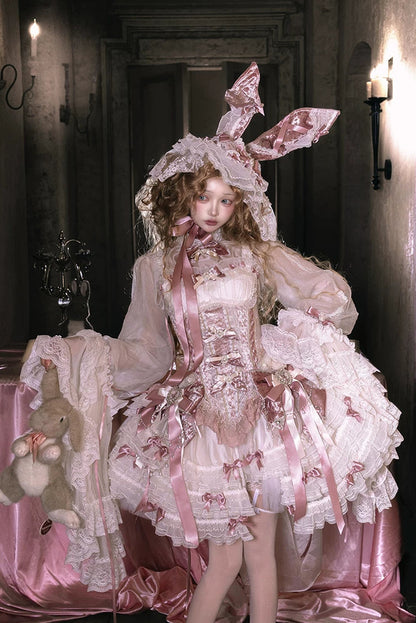 【4月8日予約締切】スウィートロリータバニーレースコルセットトップ＋姫袖シャツ＋スカート＋バルーンパンツ