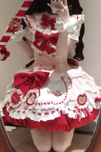 [3월 31일 예약마감] 스위트 애플 메이드 드레스 셋업 + 백 리본 트레인 + 헤어밴드