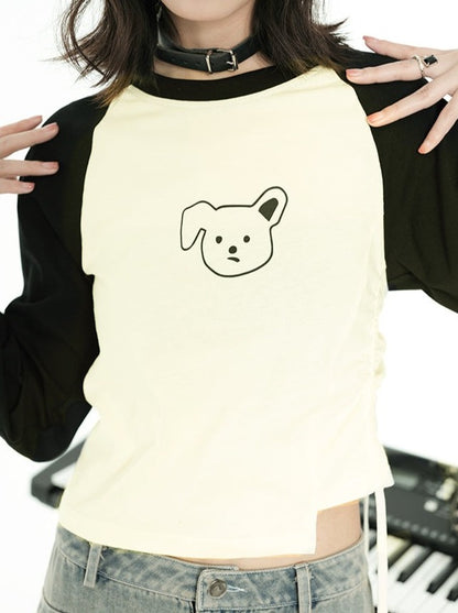 Center Logo Raglan Sleeve Top