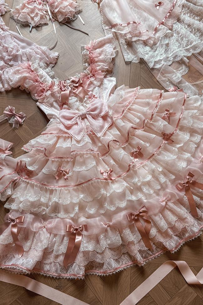 [Reservation deadline on October 18] Rose Garden Floral Pearl Ribbon Tulle Dress