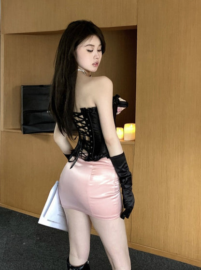 Sexy Rose Neck Top + Tight Skirt