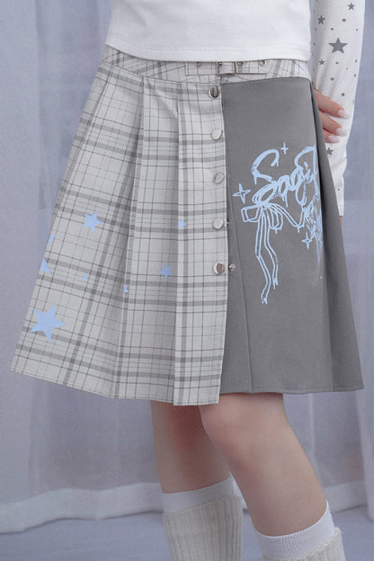 サブカルチャーアシメチェックロゴスカート