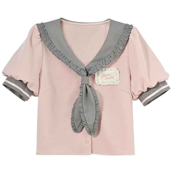 ガーリーグレーピンクセットアップ