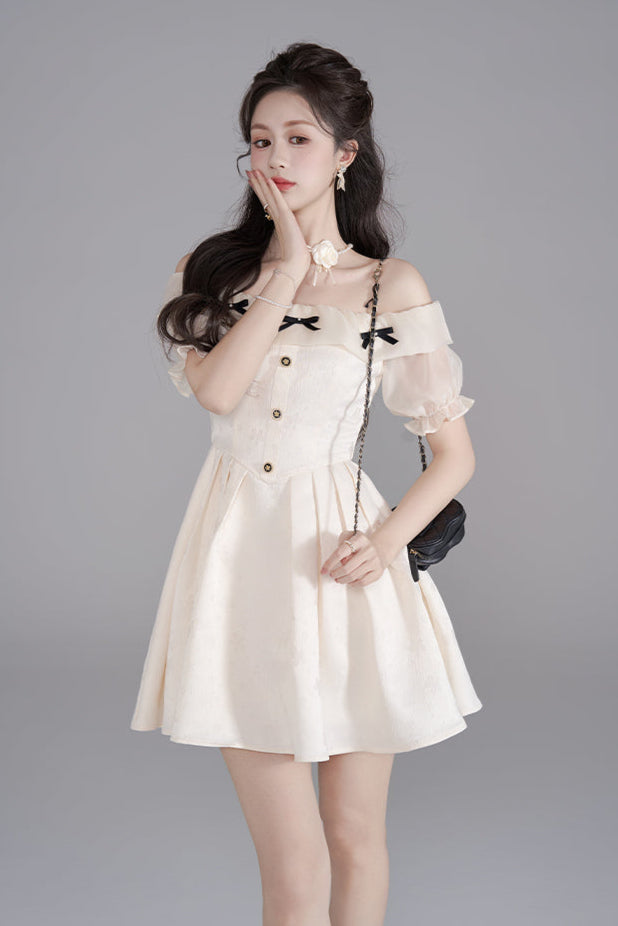 Vestido francés dulce de un hombro
