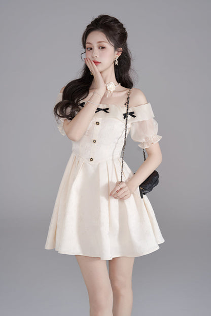 Vestido francés dulce de un hombro