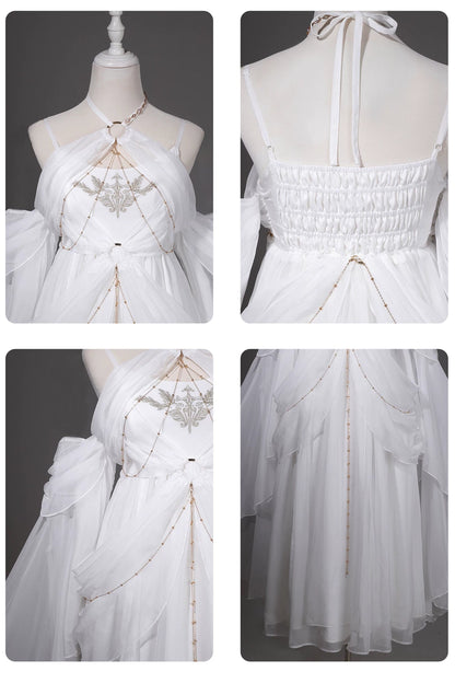 [Vorbestellschluss 14. Juli] Griechische-Göttin-Fantasy-Kleid mit Neckholder und Schalärmeln
