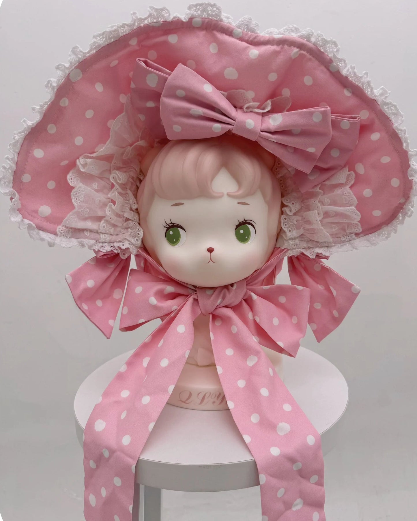 Retro-Lolita-Punkte-Haube + Band + Haarreif