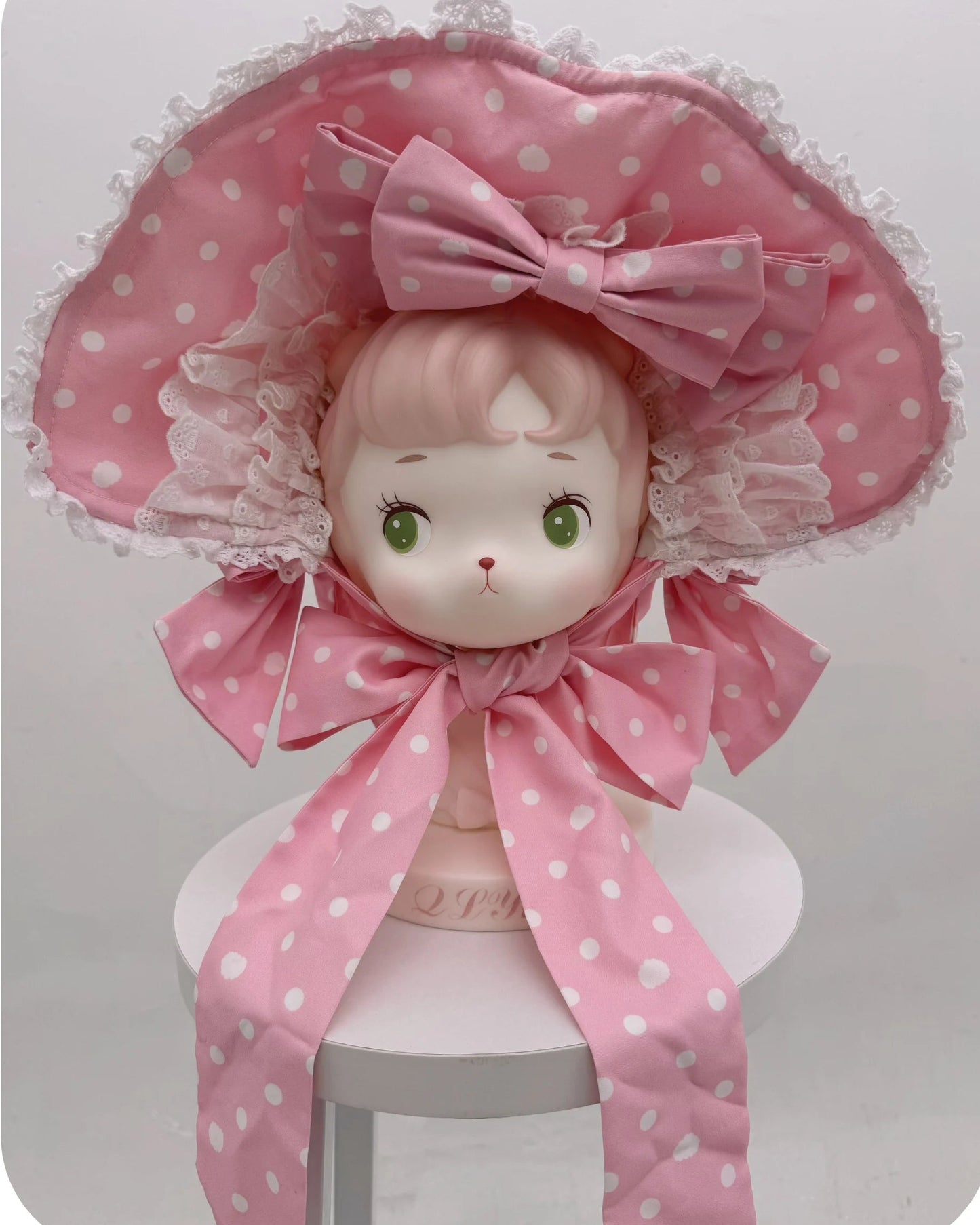 Retro-Lolita-Punkte-Haube + Band + Haarreif