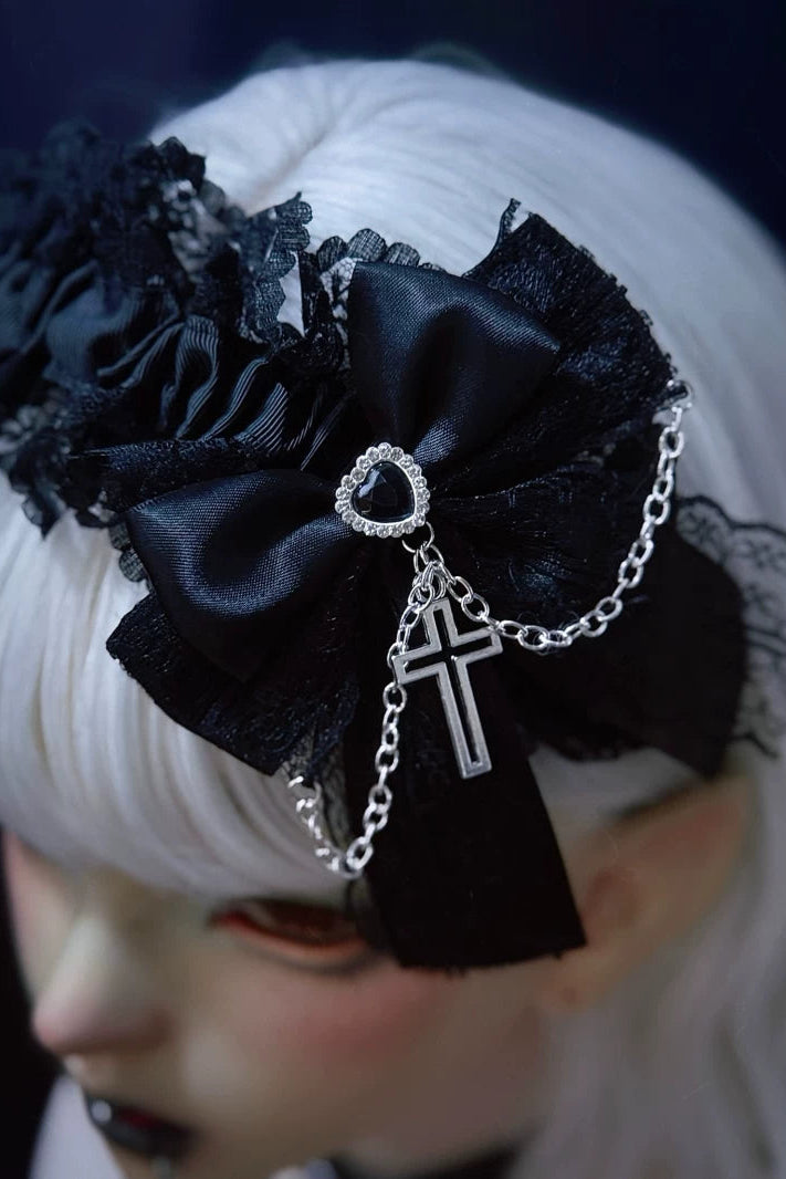 ダブルレイヤードリボンレースヘッドバンド