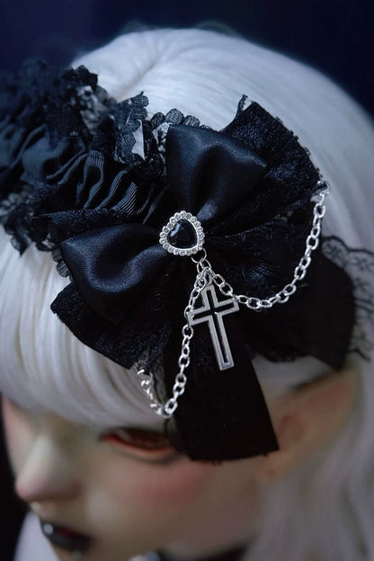 ダブルレイヤードリボンレースヘッドバンド