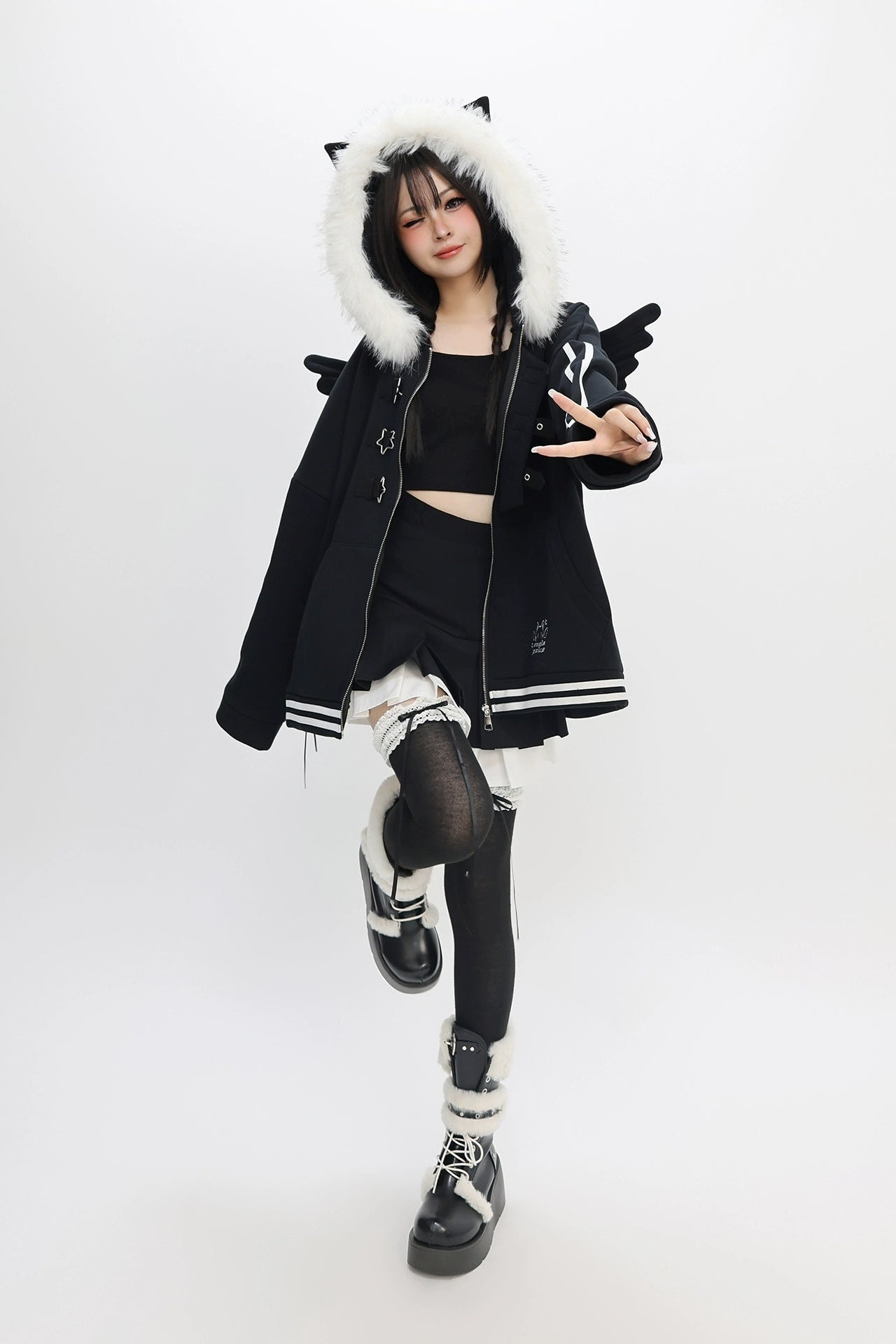 スケルトンウィングフードパーカー