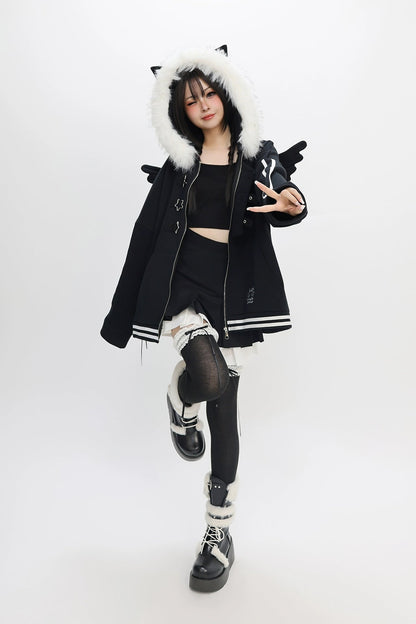 スケルトンウィングフードパーカー